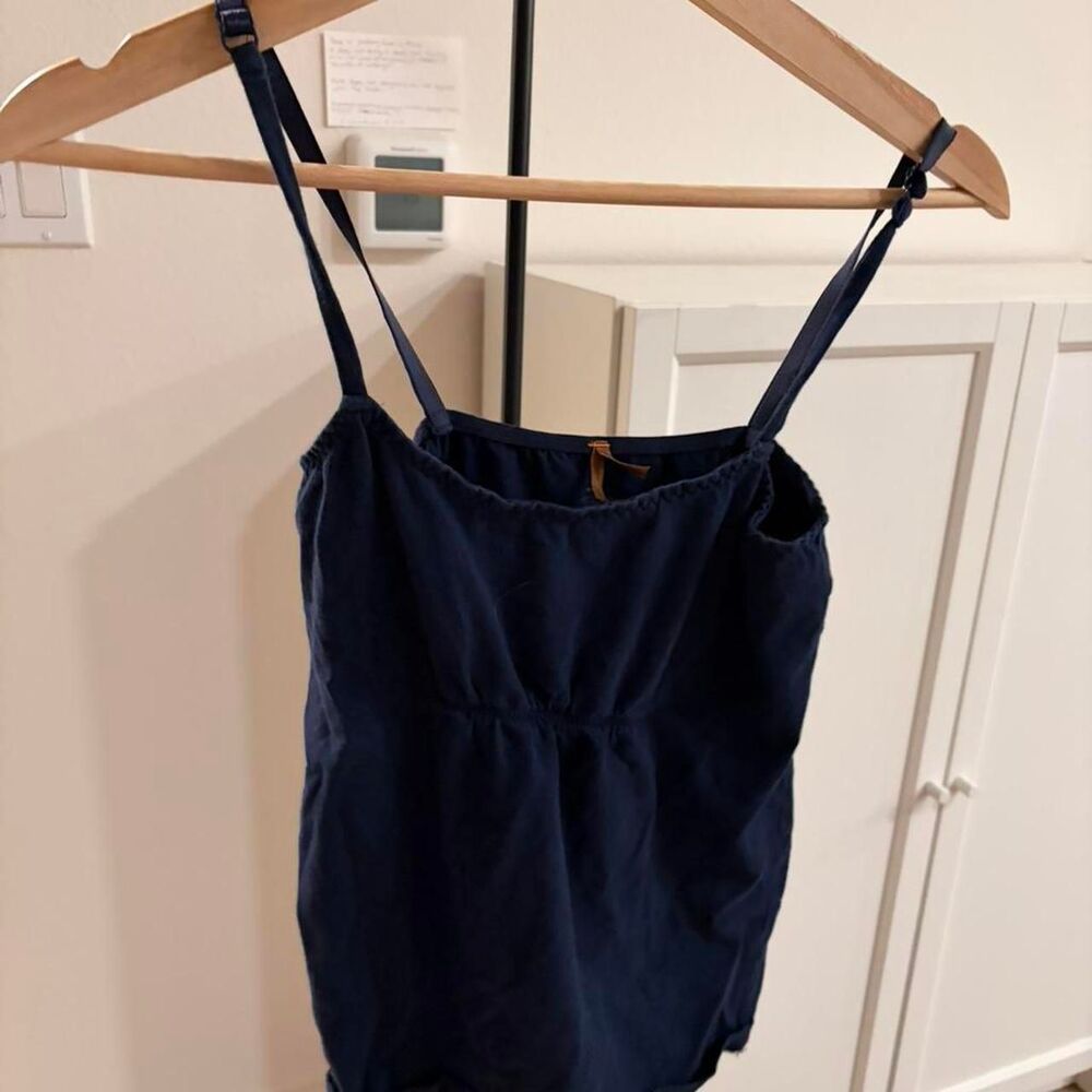 Pinkerton Navy Blue Cotton Spandex Cami Tank Top Babydoll Empire Waist Medium